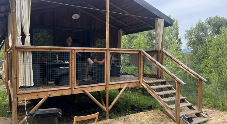 Original accommodation at Camping de la Bageasse